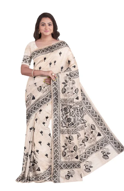 Kantha Silk Saree Gachi Tussar