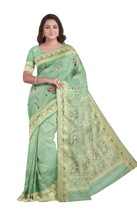 Baluchari Silk Saree - Teal