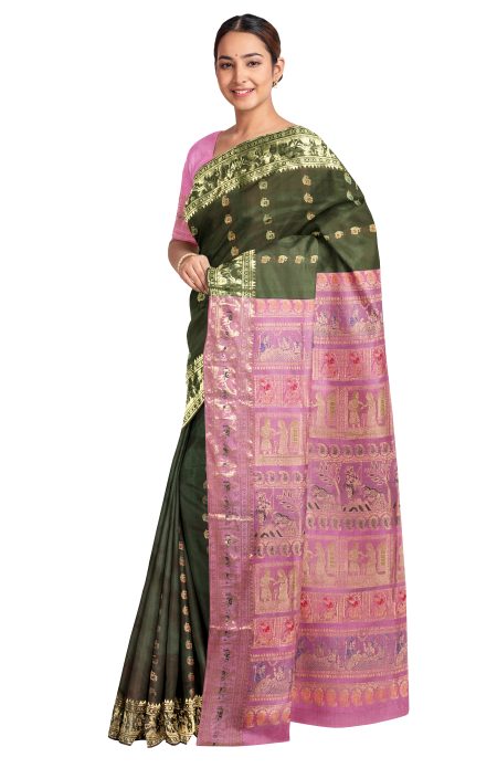 Swarnachari Saree with Meena work