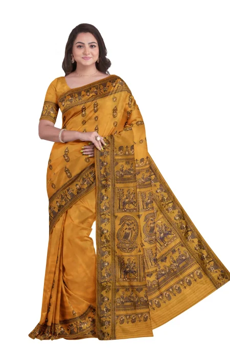 Baluchari Silk Saree - Yellow