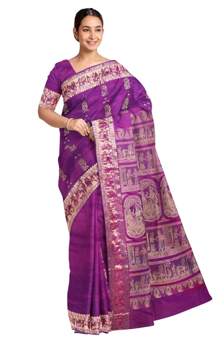 Baluchari Saree with Meena work - Image 3