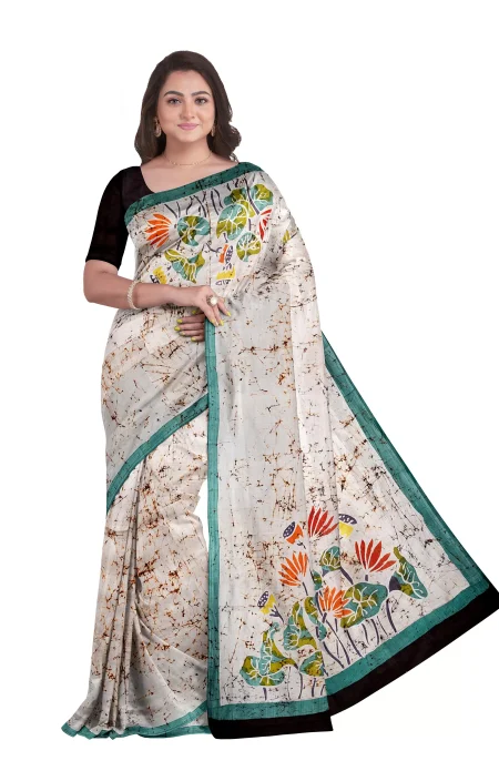 Batik Silk Saree - Multi Colour