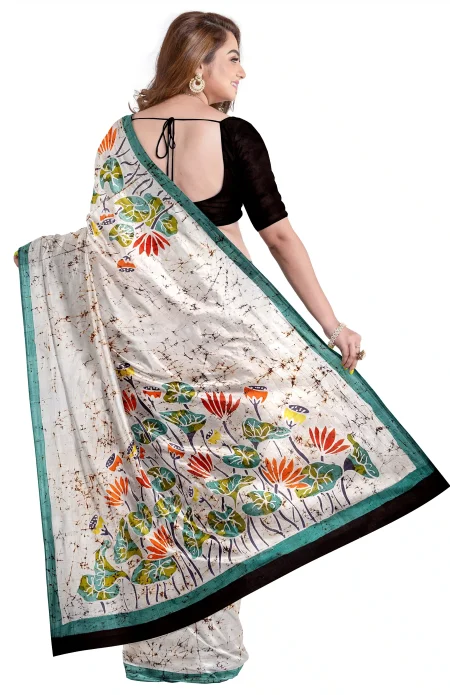Batik Silk Saree - Multi Colour - Image 2