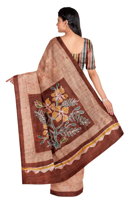 Batik Silk Saree - Multi Colour - Image 3