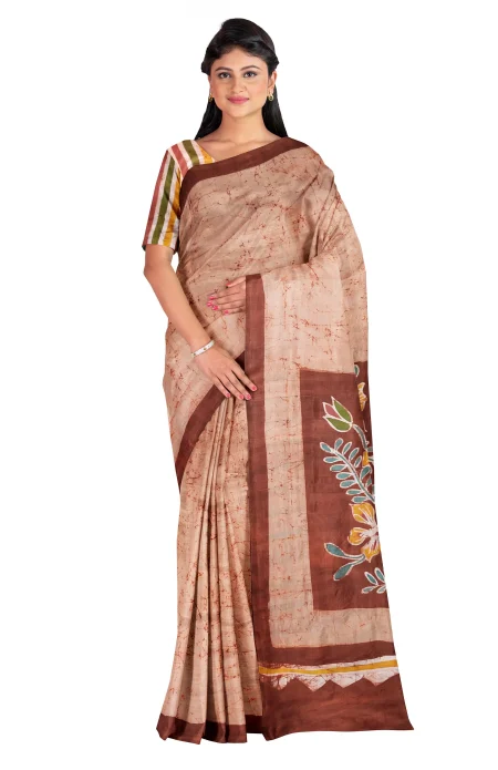Batik Silk Saree - Multi Colour