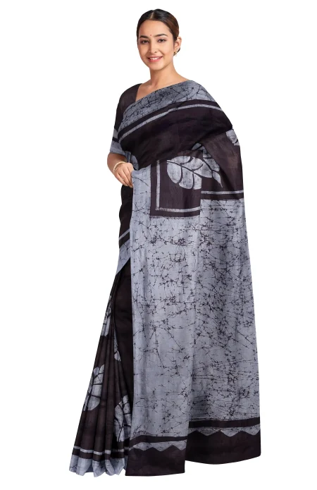 Batik Silk Saree - Multi Colour - Image 3