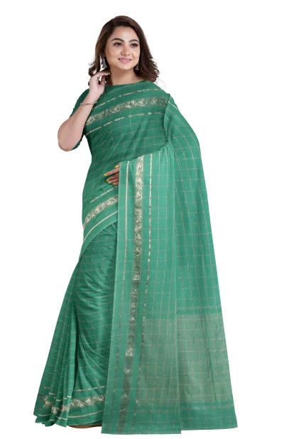 Sea Green Tangail Cotton Saree