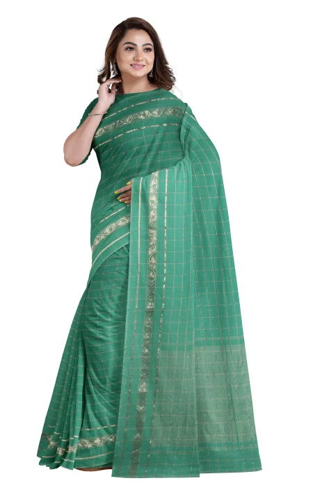 Sea Green Tangail Cotton Saree