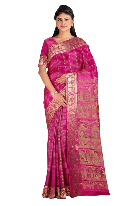 Swarnachari Silk Saree - Magenta & Green - Image 2
