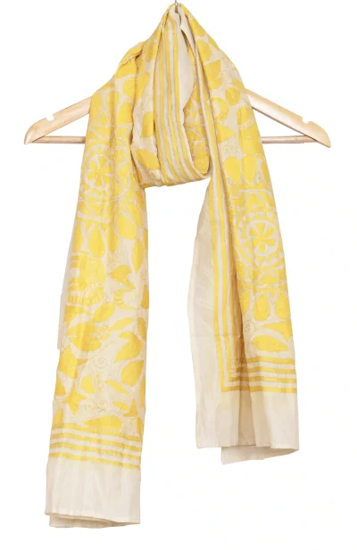Kantha Stitch Handwoven Silk Stole with Floral Motif
