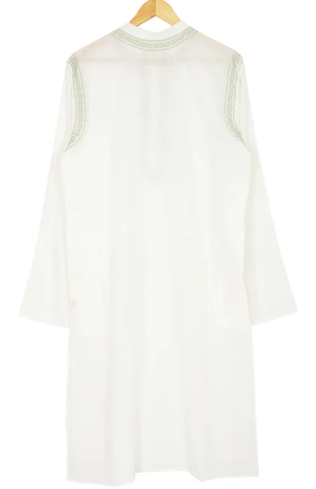 Embroidery 300’s Muslin Kurta-White - Image 2