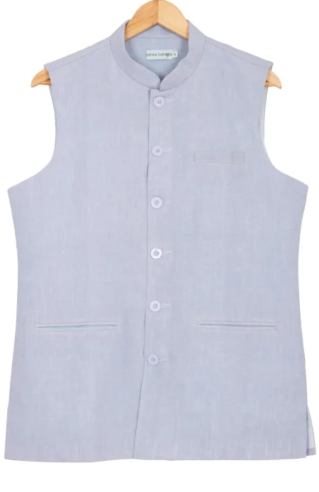 Linen Handloom Jacket – Sky Blue