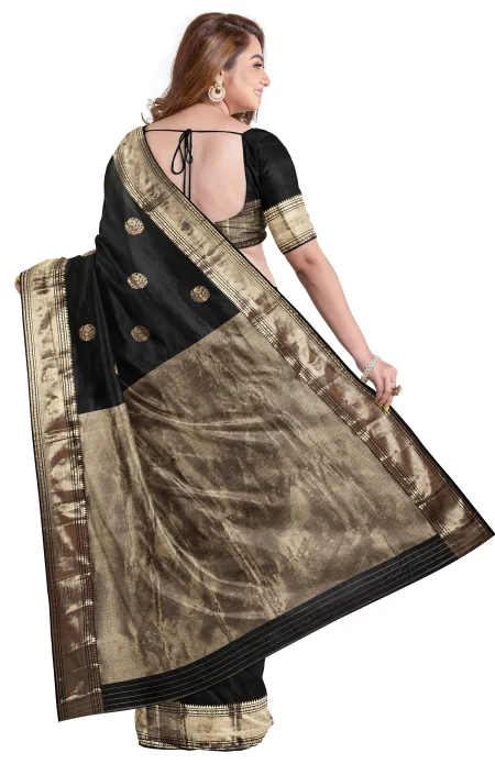 Baluchari Silk Saree - Black - Image 2