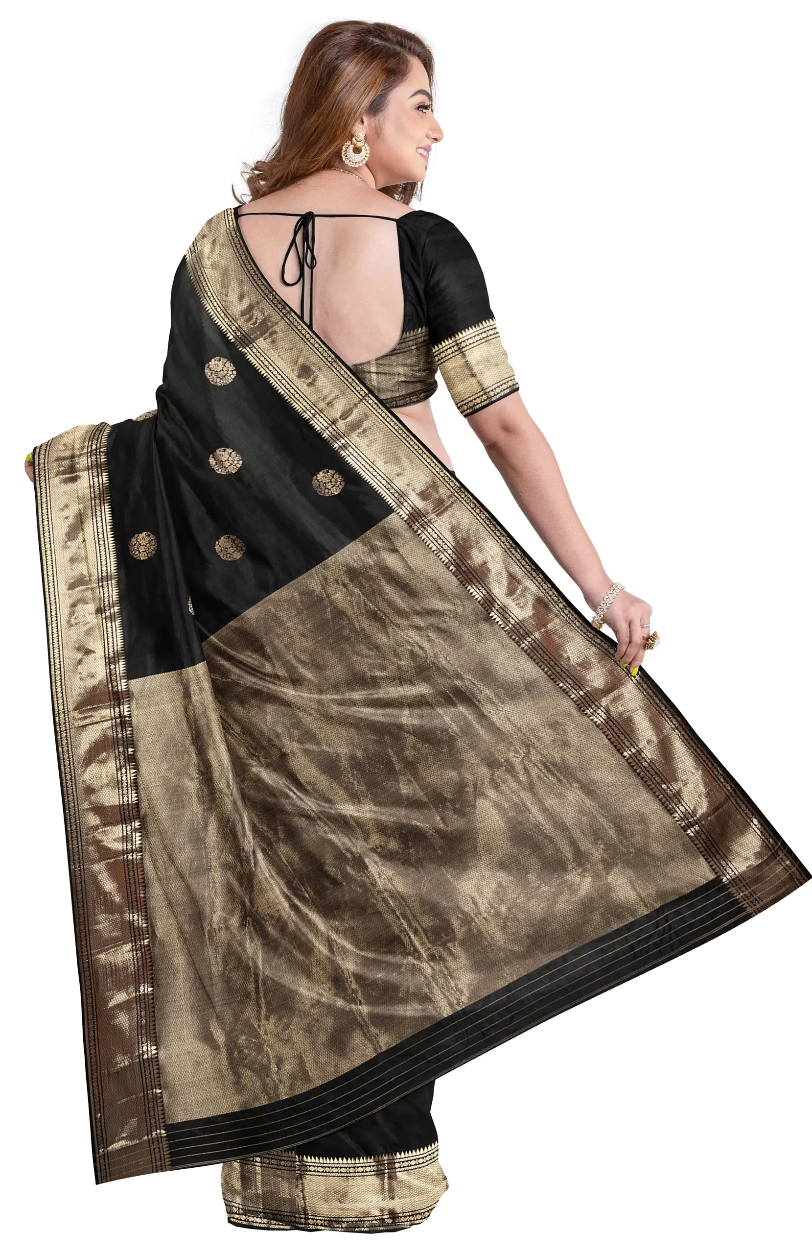 Baluchari Silk Saree - Black - Image 2
