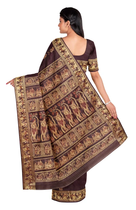 Baluchari Silk Saree - Dark Wine - Image 2
