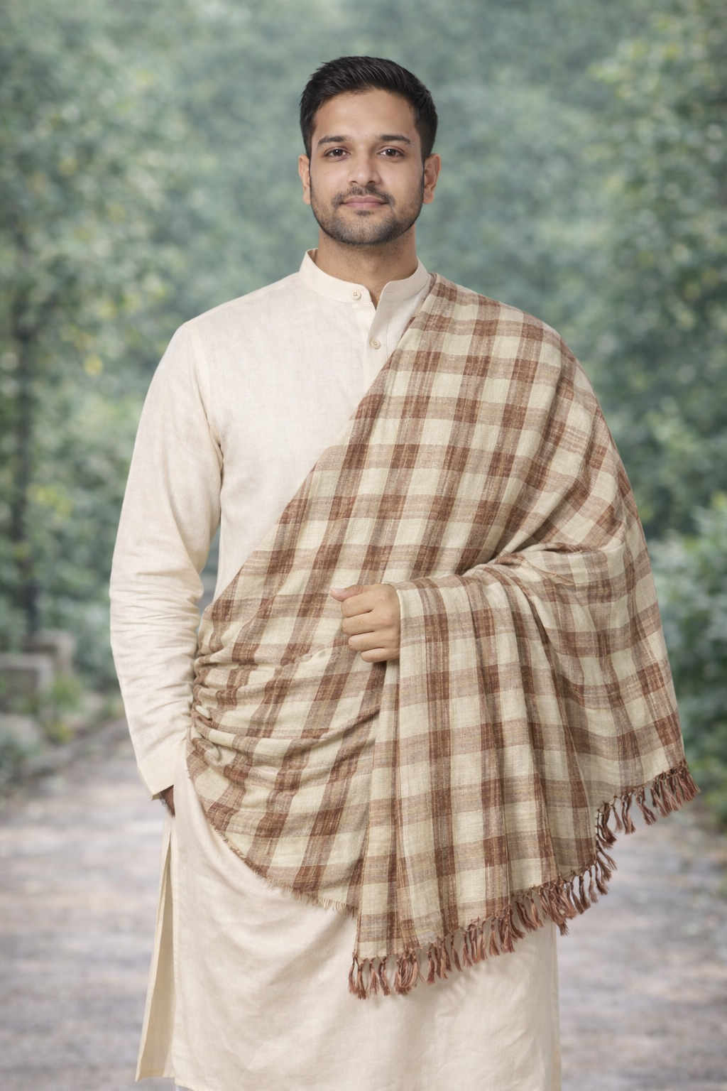 Handwoven Brown Woollen Shawl