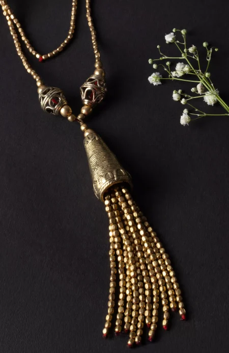 Dokra Neckpiece-Long Chain-Conical - Beads - Image 2