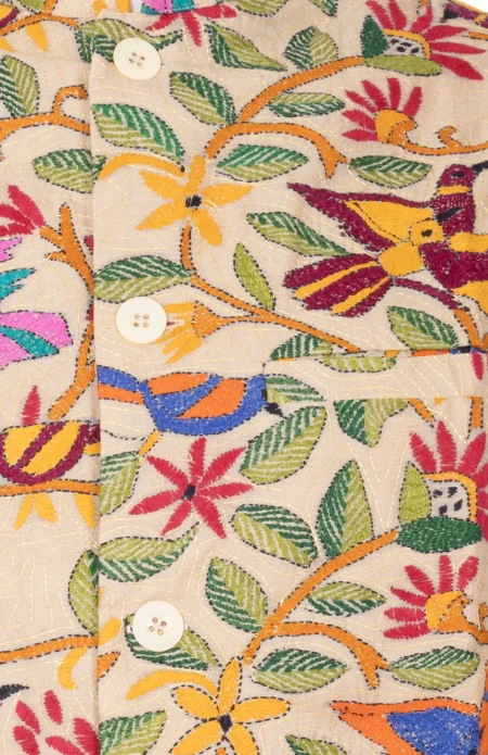 Tussar Kantha Stitch Handloom Jacket - Tussar - Image 3