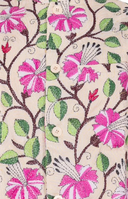 Tussar Kantha Stitch Handloom Jacket - Tussar - Image 3