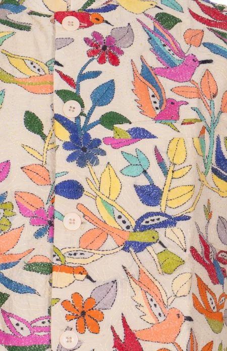 Tussar Kantha Stitch Handloom Jacket - Tussar - Image 3