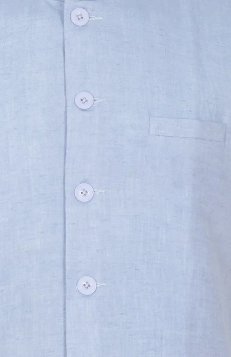Linen Handloom Jacket – Sky Blue - Image 5