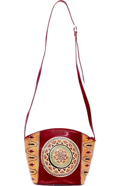 Leather Sling Bag - Crocodile Print