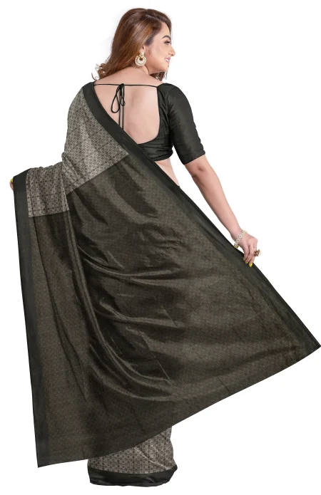 Printed Silk Saree - Greenish Beige - Image 2