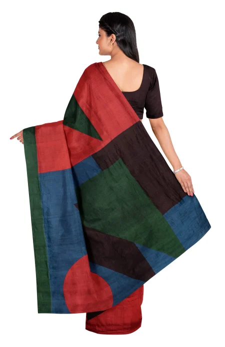 Handwoven Printed Silk Saree - Multicolour - Image 2