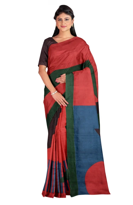 Handwoven Printed Silk Saree - Multicolour