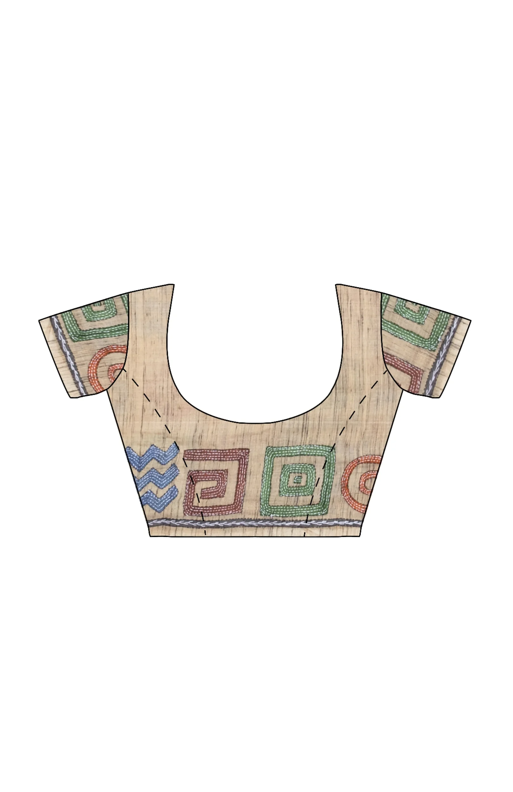 Handcrafted Kantha Tussar Silk Saree – Multi Colour - Image 4