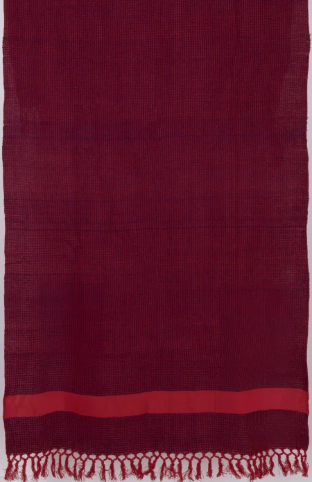 Handwoven Cotton Shawl - Red - Image 2