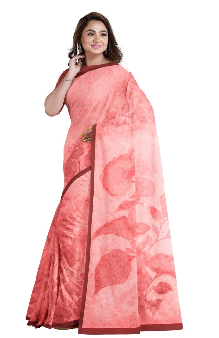 Printed Laal Paar Muslin Saree - Image 5
