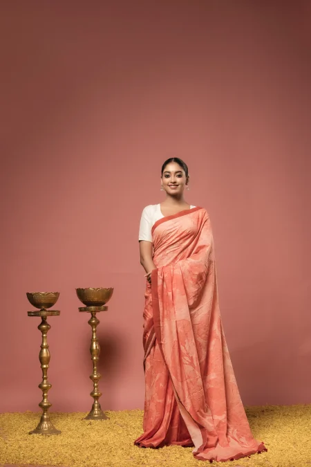 Printed Laal Paar Muslin Saree
