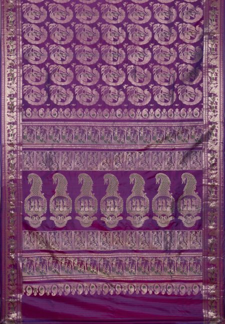 Swarnachari Silk Saree - Magenta - Image 4