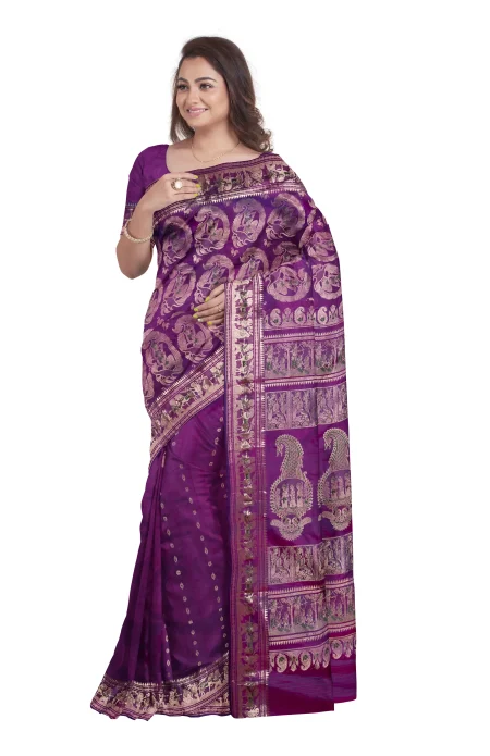 Swarnachari Silk Saree - Magenta - Image 2