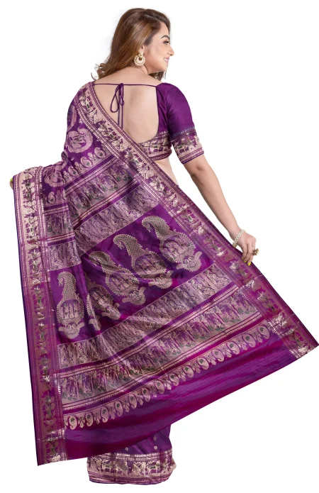 Swarnachari Silk Saree - Magenta - Image 3