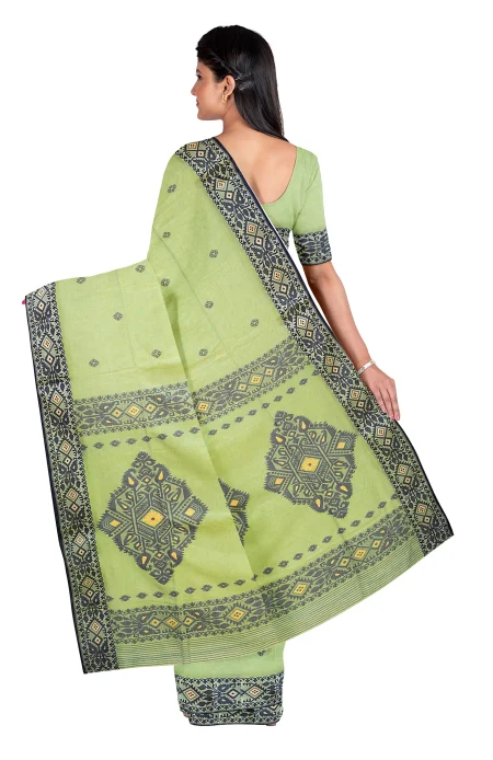 Tangail Cotton Saree - Green - Image 2