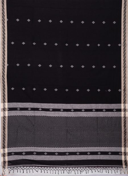 Tangail Cotton Saree - Black - Image 4