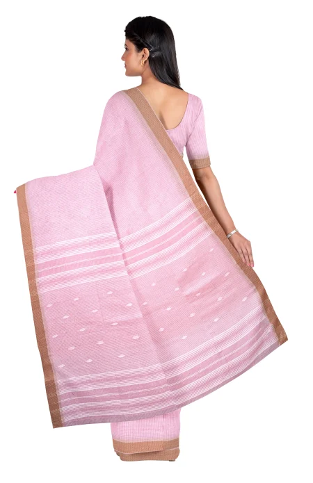 Tangail Cotton Saree - Blush Pink - Image 3