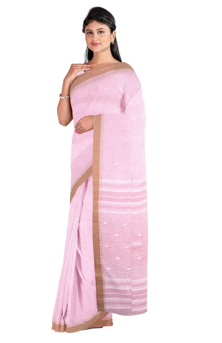 Tangail Cotton Saree - Blush Pink