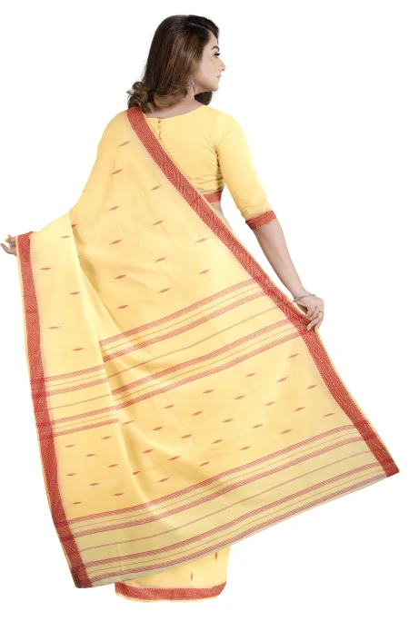 Tangail Cotton Saree - Naples Yellow - Image 3
