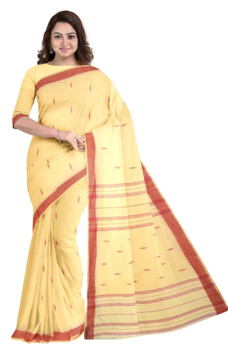 Tangail Cotton Saree - Naples Yellow - Image 2