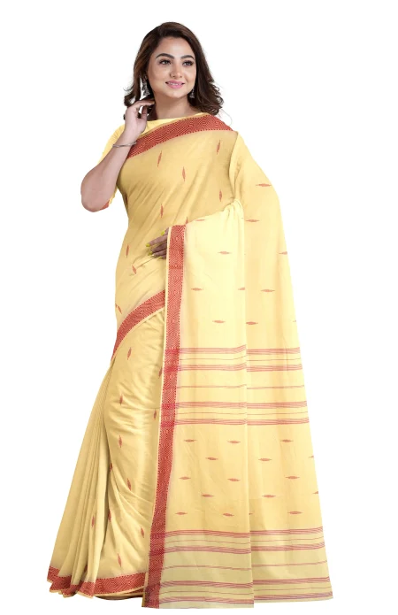 Tangail Cotton Saree - Naples Yellow