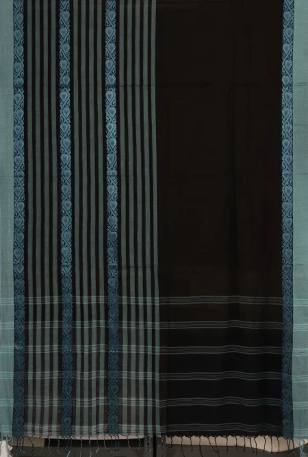 Santipuri Cotton Saree - Black - Image 4