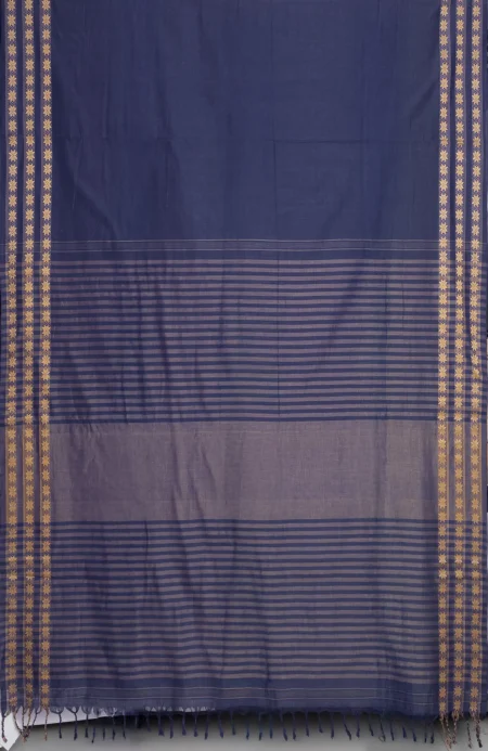 Santipuri Cotton Saree - Blue - Image 4