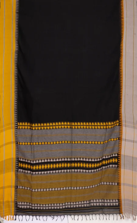 Begumpuri Cotton Saree - Black - Image 4