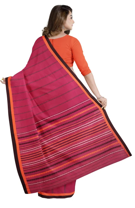 Begumpuri Cotton Saree - Magenta - Image 3