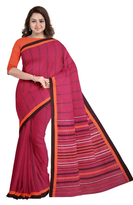 Begumpuri Cotton Saree - Magenta