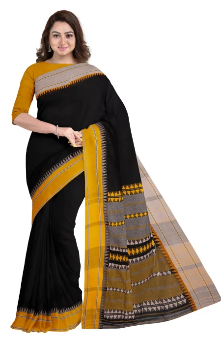 Begumpuri Cotton Saree - Black - Image 2