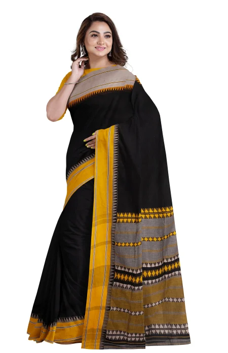 Begumpuri Cotton Saree - Black